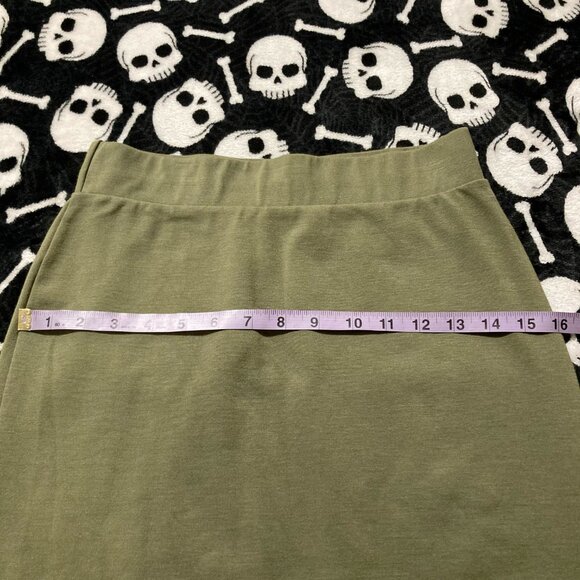 MIKAROSE Olive green stretchy pencil skirt ~ Stretchy elastic waist XS SMALL - Picture 8 of 11